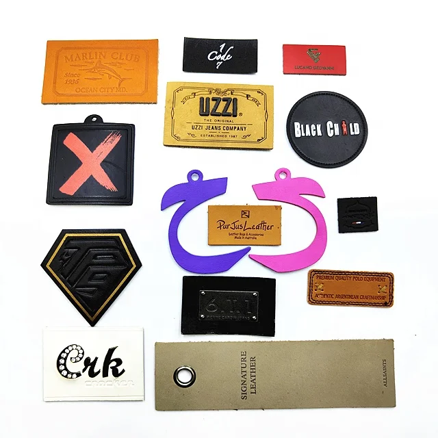 Wholesale High Quality Custom Black Genuine Leather label Tag Embossed Logo Jeans Patch bag Label PU Label Patch With 3M Sticker