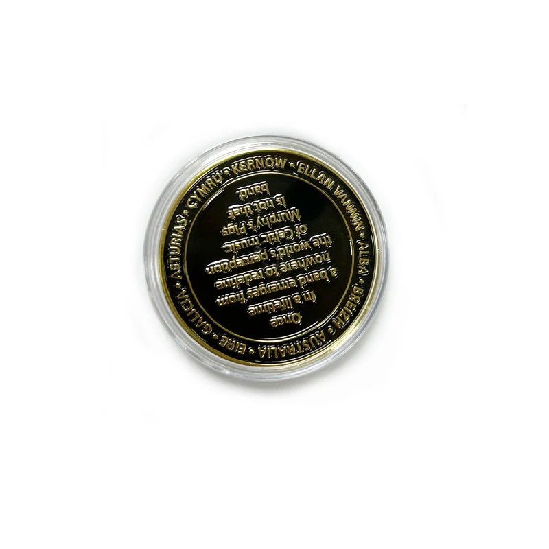 New custom acrylic feng shui christmas old silver gold metal coin protection token for sale with logo