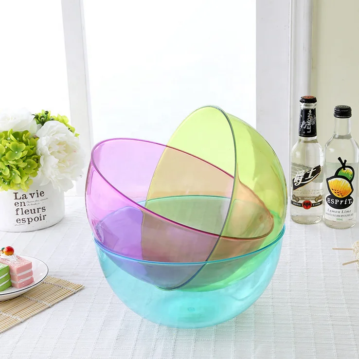 
plastic salad bowl set dinnerware salad mixing fruit bowl for party 