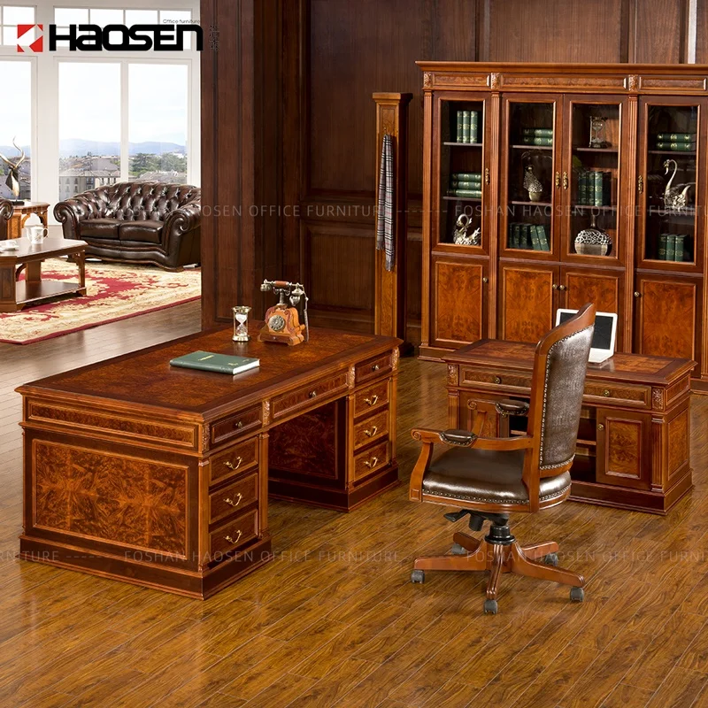 0807 Study Room Multi Drawer Table Director Royal Executive Luxury Office Writing Desk Supplier