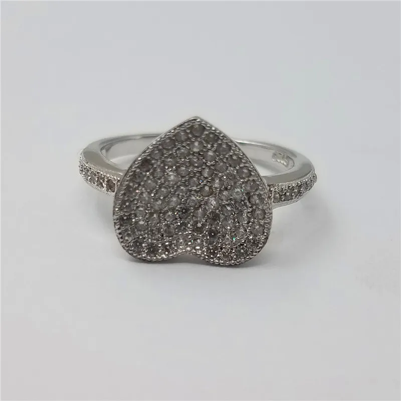 
Sweet Korea Big Heart Ring CZ Micro Pave Ring For Girlfriend 