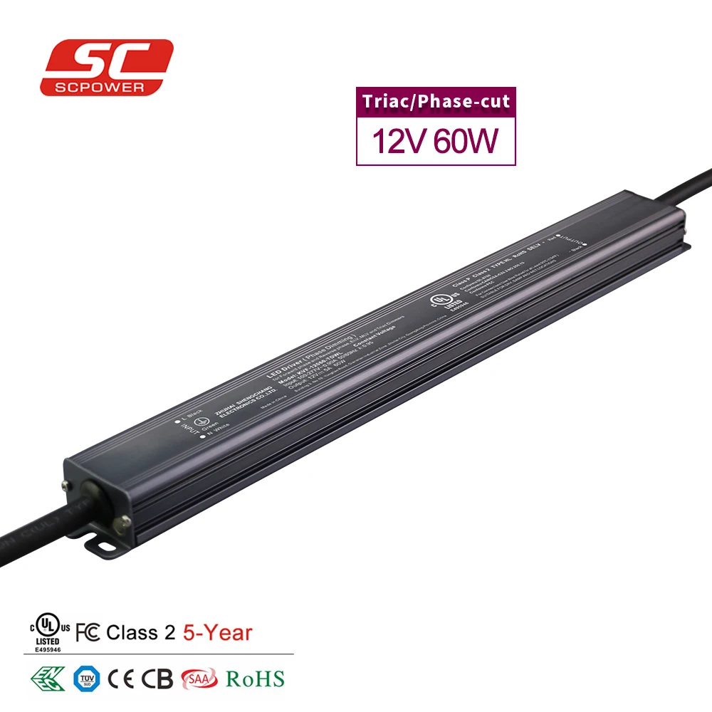 ultra slim power supply triac led driver outdoor ip66 led driver 12v 60w cabinet slim