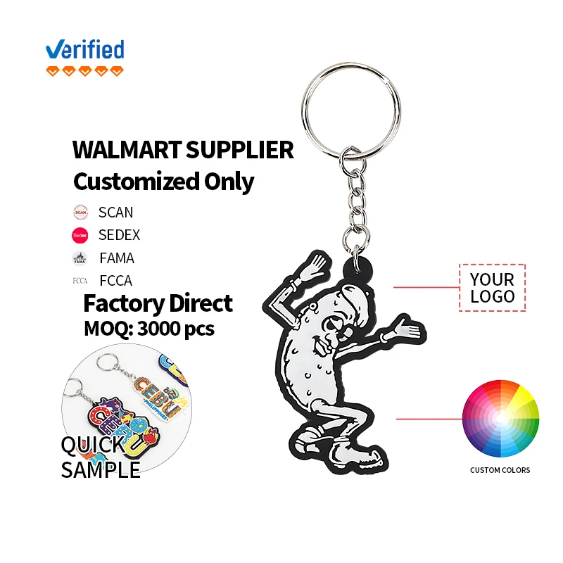 Factory Wholesale Cartoon Anime 2D/3D Soft Pvc Keyring Custom Logo Key Chain Silicone Rubber Keychain