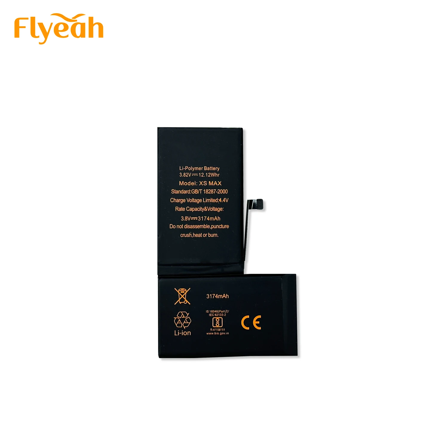 Flyeah Polymer Lithium Ion Battery for iphone  Xs Max Super Capacity with MSDS Certificate