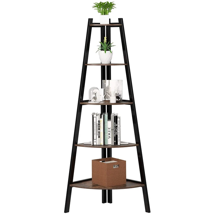 New product Corner Shelf Ladder Bookcase Plant Stand Multi-Purpose Organizer Display wood  Frame  storage rack multifunction