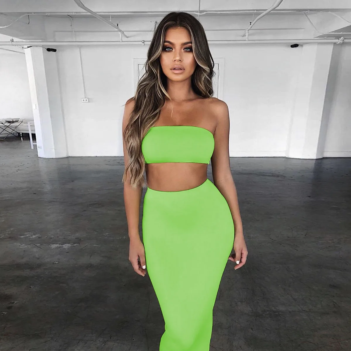
New Arrivals Best Sellers Women Sexy 2 Pieces Set Strapless Skirt Dress Ladies Club Party Two Piece Summer Dress 