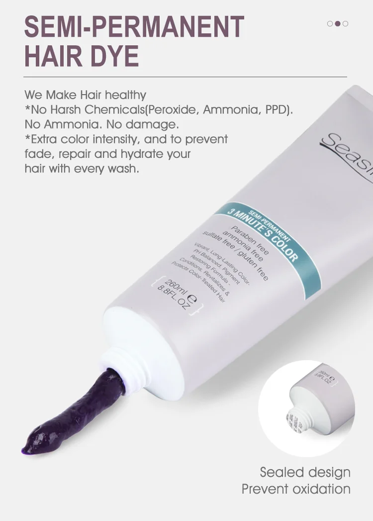 Wholesale Fashion Ash Blue Semi-Permanent Hair Color Cream Sulfate-Free Formulation Professional Hair Dye 260ML