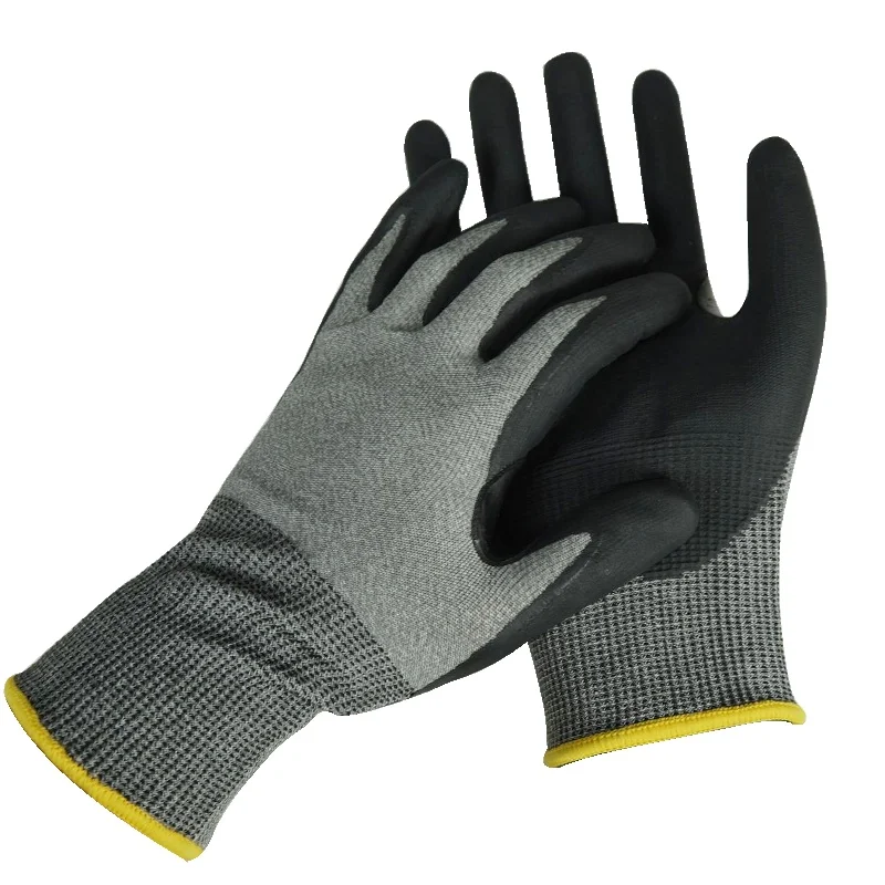 13G Cut Resistant Gloves Anti Cut A3 NBR reinforced thumb crotch  Nitrile Dipped Cut Proof Gloves
