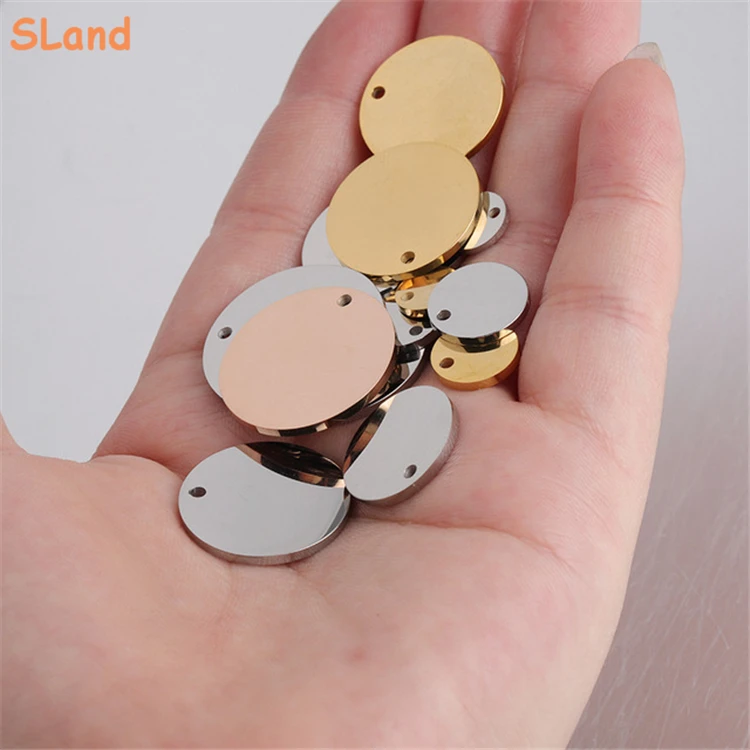 SLand Engravable Jewelry Manufacturer Wholesale Engraving Products Blank Charm Disc Pendant Custom Stainless Steel Logo Tags