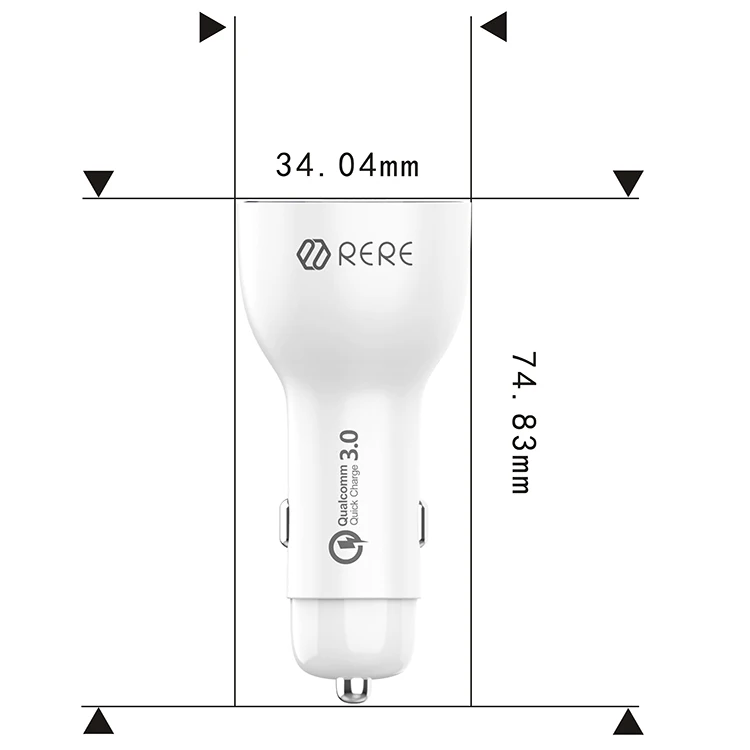 Consumer electronic car accessories mobile phone 12v quick charge 3.0 qualcomm dual usb qc car charger for smartphone