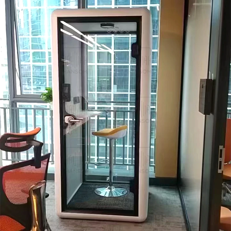 Acoustical Office Booth Soundproof Office Phone Booth With Seating Private Noise Reduction Sound Proof Pod