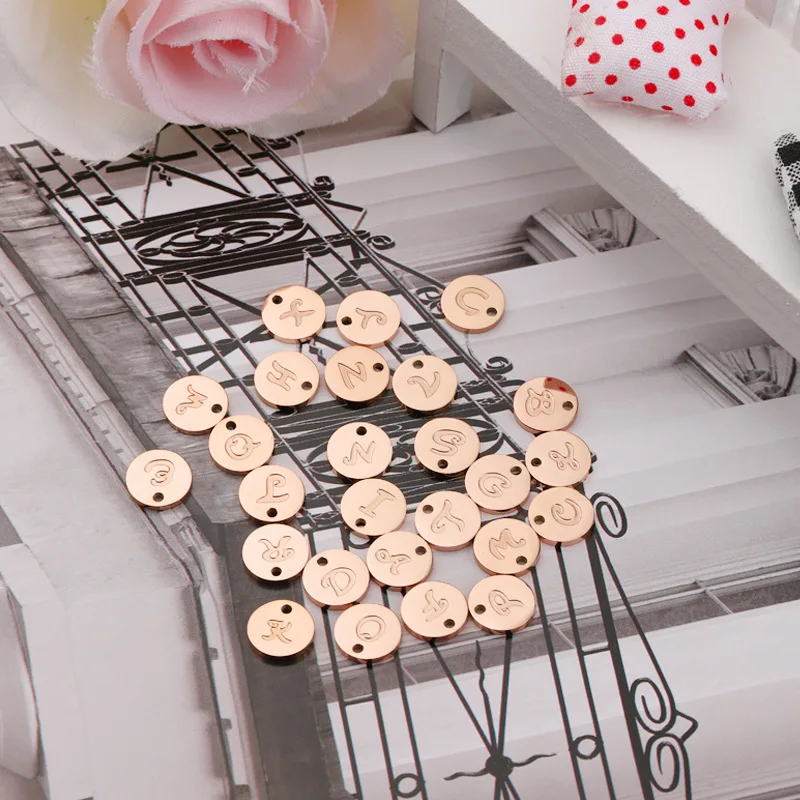 English letter pendant accessories Mirror stainless steel 26 English letters corrosion lettering