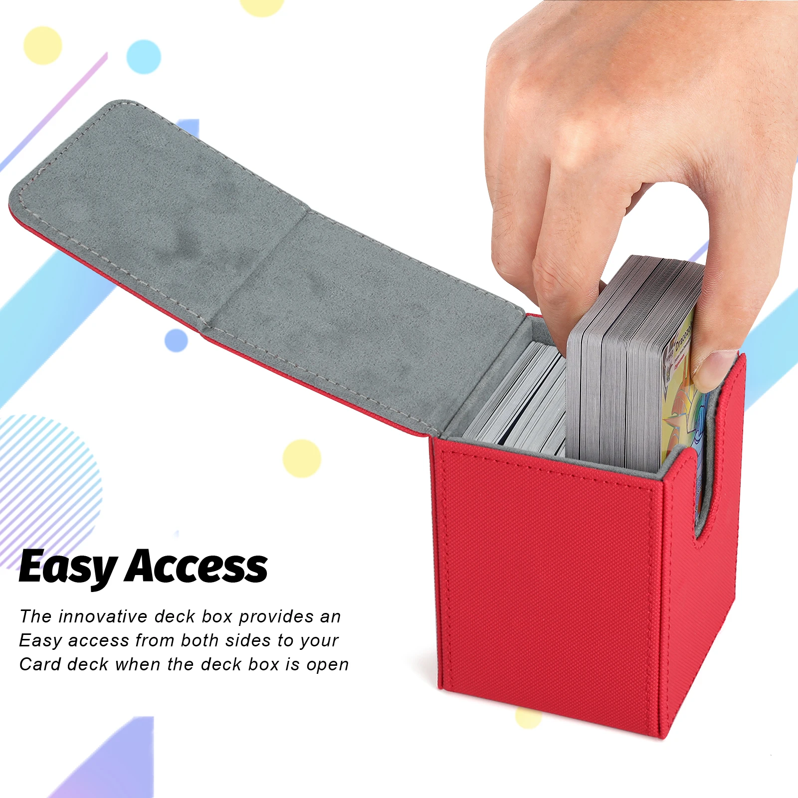 Factory PU Leather Double Side-Loading Card Deck Case Box Board Game Card Sleeve Holder Box