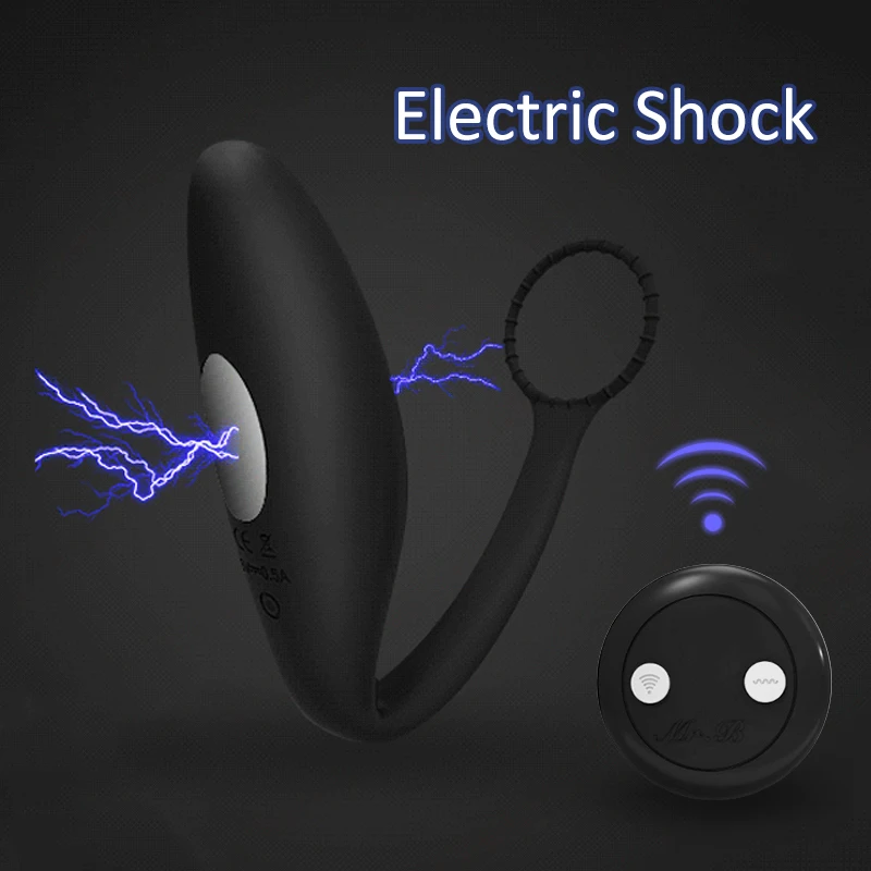 Вибратор с электрическим током для массажа простаты с кольцом на член, беспроводные дистанционные секс-игрушки для мужчин, Анальная пробка, эротические игрушки для взрослых