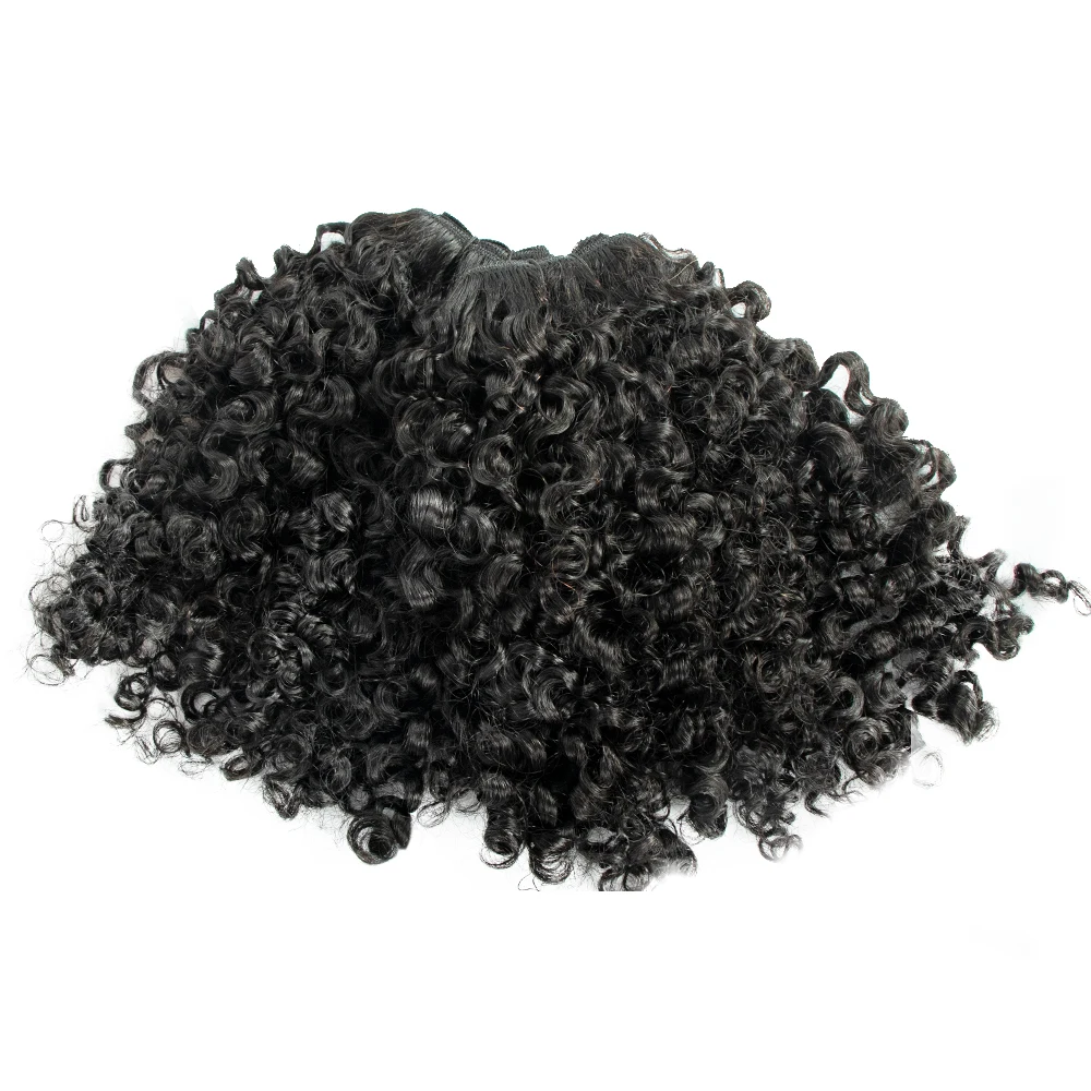 Best Russian double drawn natural color water kinky curly comb machine tied volume weft hair extension