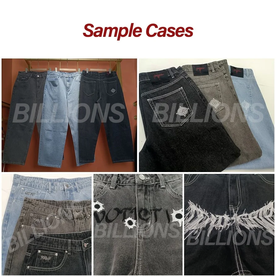 Custom logo printed baggy jeans for men embroidery baggy jeans baggy skate jeans
