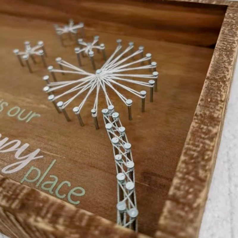 Craft Wall Frame Diy 3d Nail Kit Rustic Wood String Art Customized Logo Love Europe Square Decorate Wooden Decor Engraving AL311