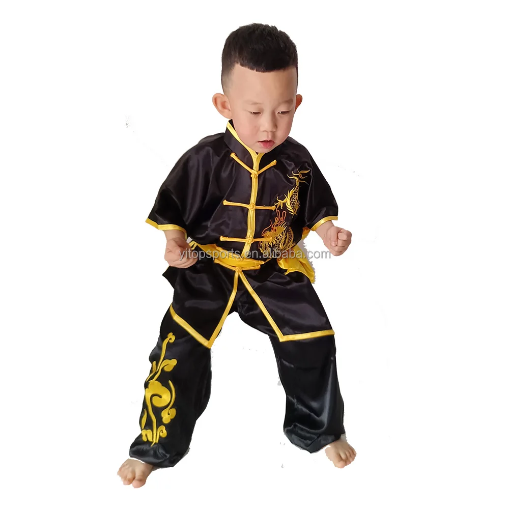 Chinese traditional kids martial arts satin  kungfu  wushu taiji uniforms