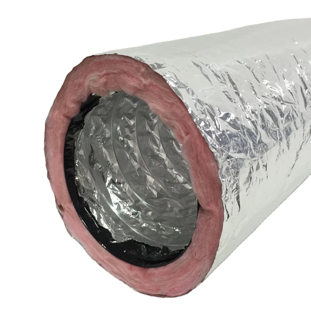 R6 R8 Hvac Duct 6 INCH ad duct hose Fiberglass Reinforced Aluminium Insulated Flexible Ducts