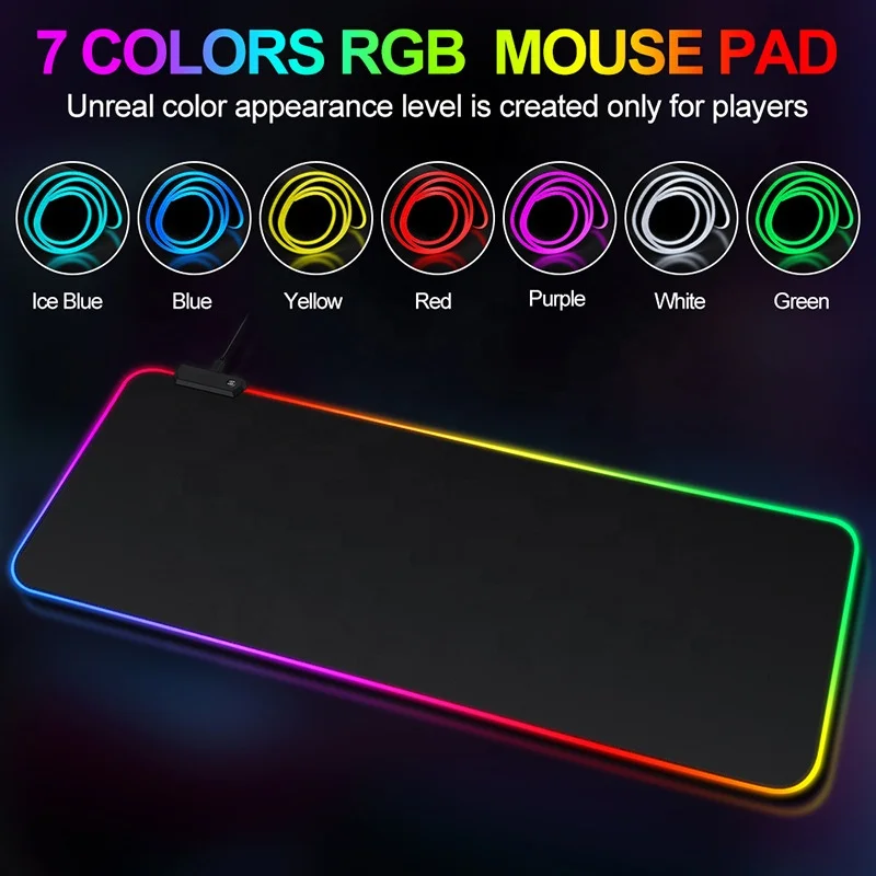 Large Gaming Mouse Pad Light Modes Touch Control Extended Soft Computer Keyboard Mat Non-Slip