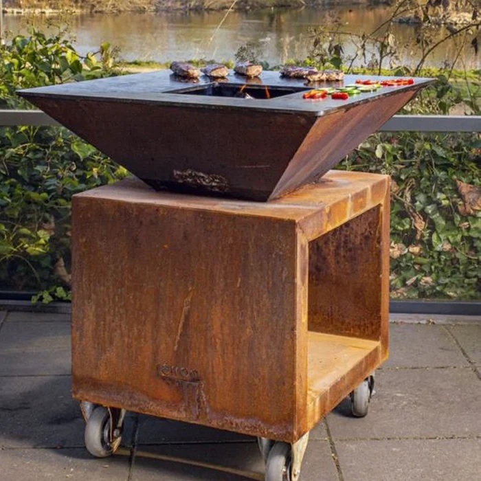 Customize Bbq Accessory Charcoal Baking Pizza Oven Corten steel Fire pit Barbecue Grill