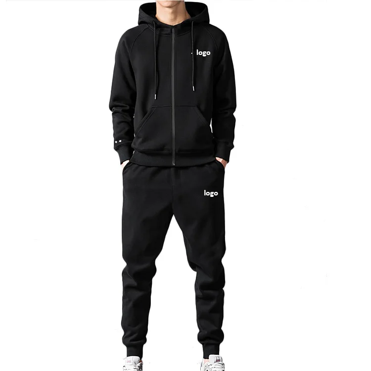 Custom logo fashion sport suit mens sweat pants hoodie set tracksuit for male hoodies with pants