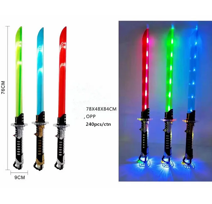 New 76cm flash laser knife with music luminous LED sword plastic children flash toys wholesale