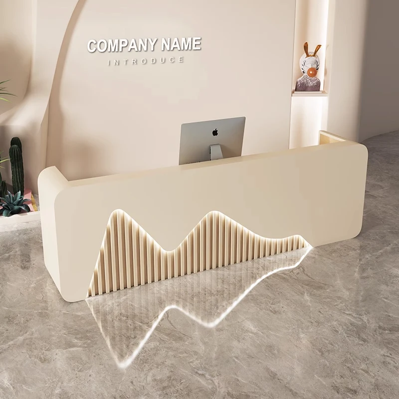 QTZ04 Modern Office Furniture Custom Logo Shape Size Hotel Dental Clinic Reception Counter Office Reception Desk Shop Store Gym