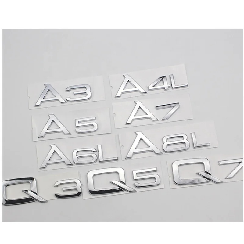 
A3 A4L A5 A6L A7 A8 Q3 Q5 Q7 1.8T 2.0T 2.4 3.0T 3.2 3.6 4.2 for All Trunk Emblem Car Sticker 