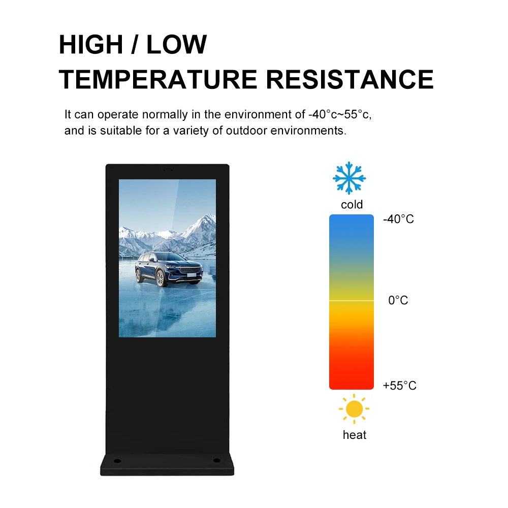 High Brightness 55 65 75 Inch Waterproof Outdoor Digital Signage Displays 5000 Nits 4K IP65 Touch Screen Kiosk Store Totem Kiosk