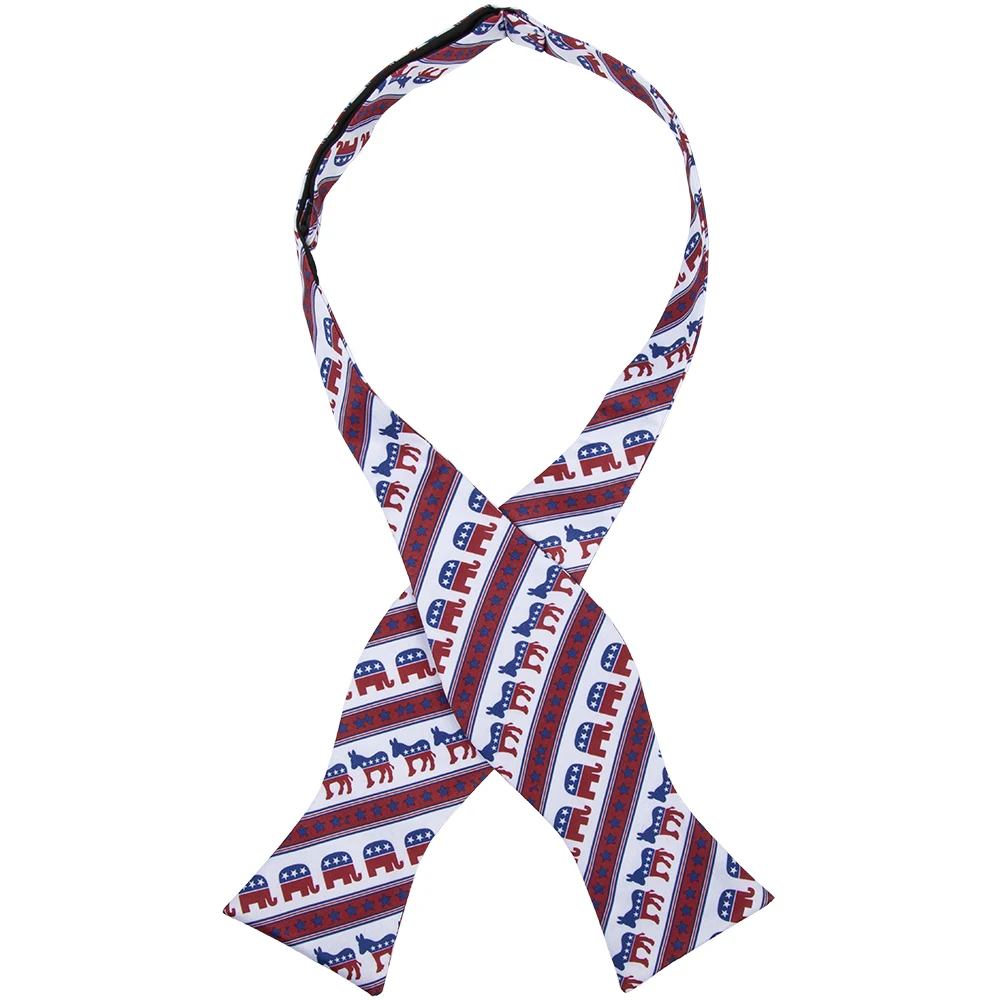 President USA elections Democratic Donkey  Republican Elephant with American Flag Stars Print Novelty Tie Necktie For Men