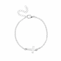 Cheap wholesale adjustable gold thin chain bracelet jesus jewelry women cross bracelet