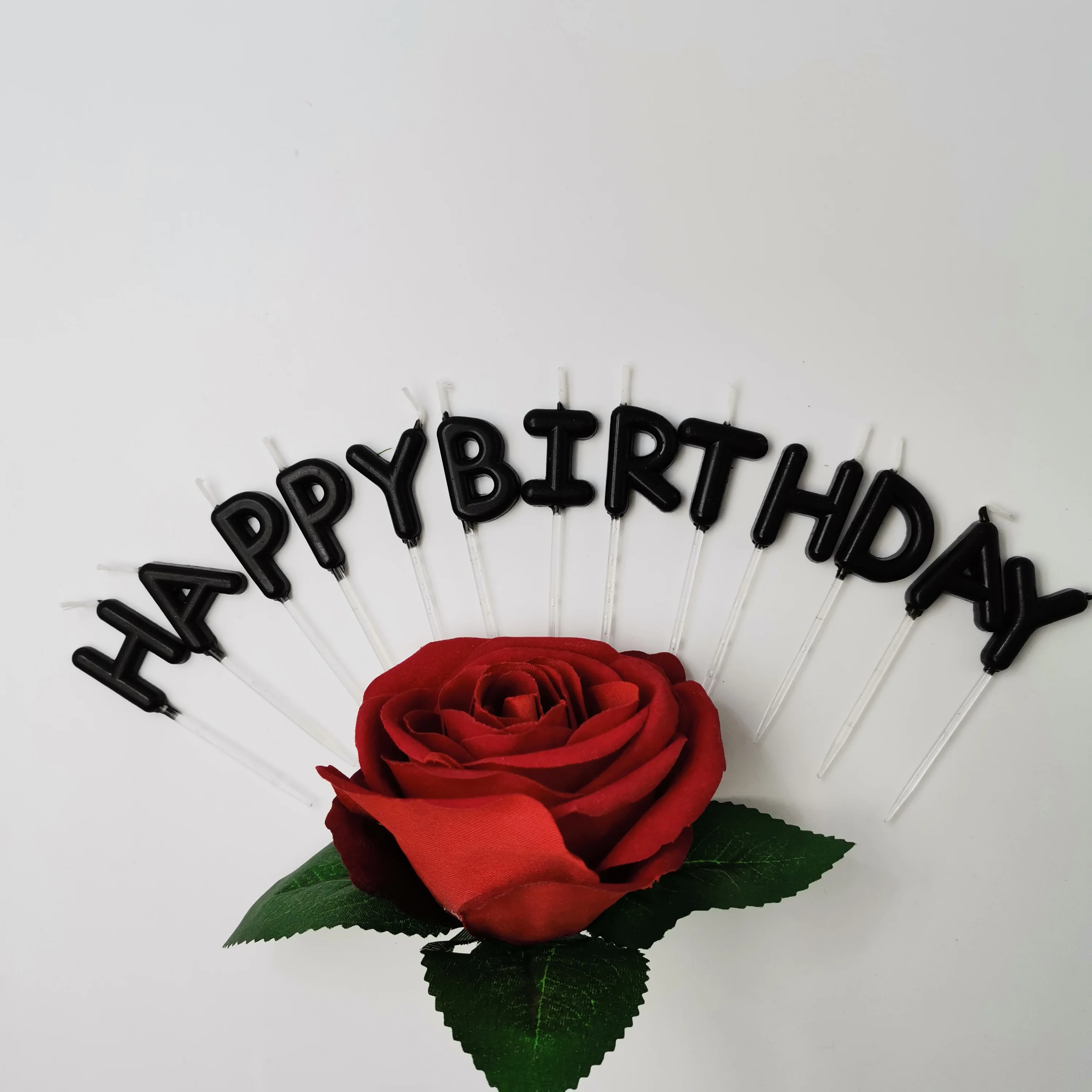 Luxury Decoration Birthday Happy Black Birthday Beeswax Candles With Word Shape