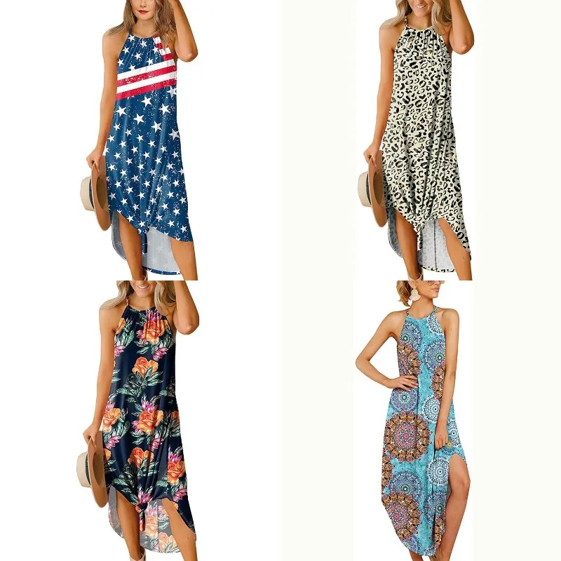 summer new v-neck chiffon printed flounces short sleeve dress beach dress