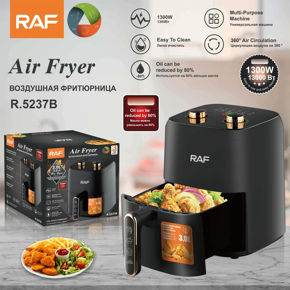 RAF Air Fryer For Kitchen Oil-free Low Fat No-turn Surface Healthy Pattern 360° Cyclic Heating Air Fryer