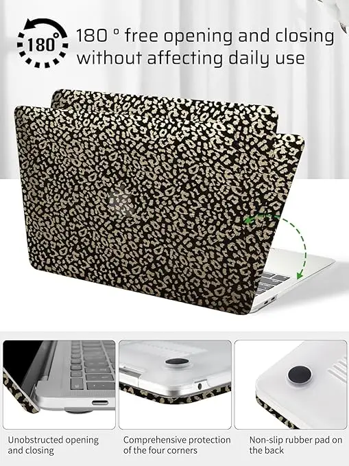 Luxury Glossy Leopard Leather Plastic Hard Shell Case laptop case for Macbook Air 13/15/16 M1 M2 M3