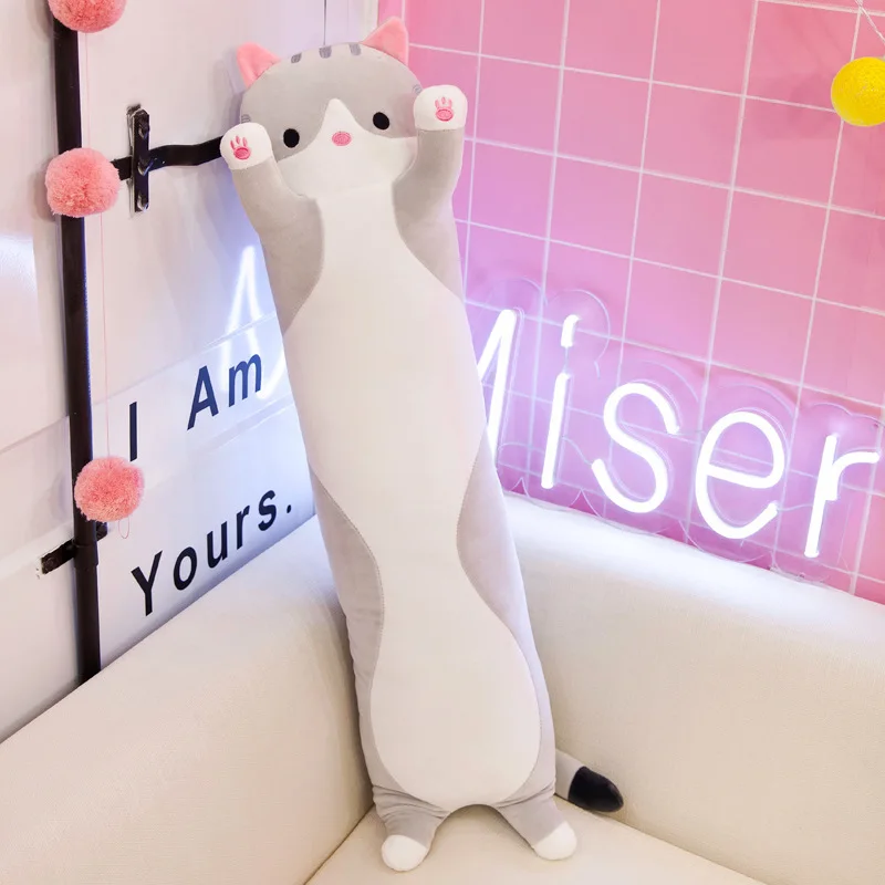 Soft Cat Big size Hugging Plush Pillow Cartoon Long Cat Kitten Legs Sleeping Companion Bolster stuffed animal Kids Plush Toy