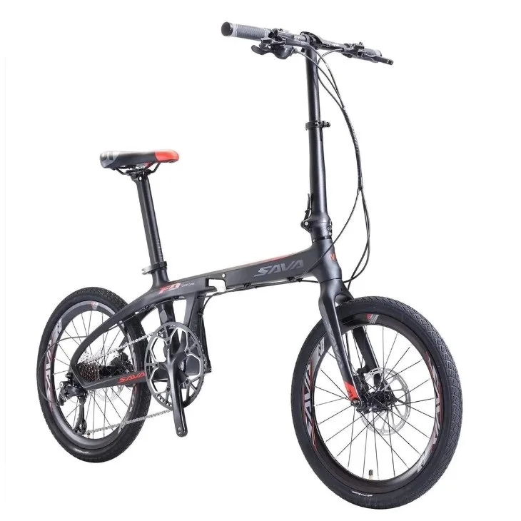 SAVA Factory Wholesale 20 Speed 20 inch Carbon Fiber Folding Bicycle Bike with Carbon T800 Hidden Folding Frame