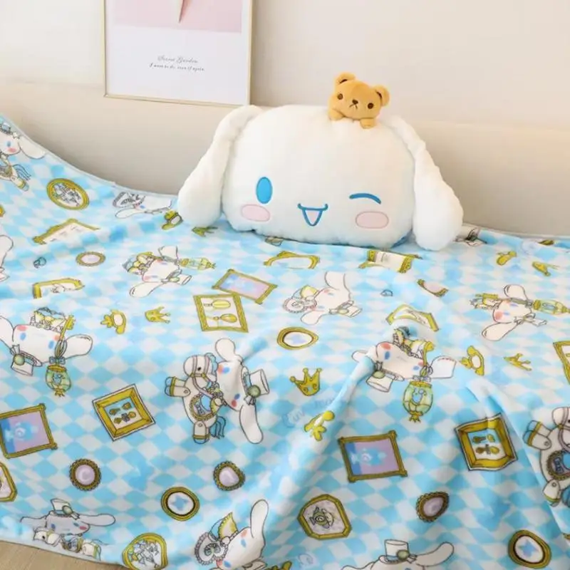 RJ Cute kulomi Plush Toy Pillow with blanket 2 in 1 Cartoon Winter Warm Blanket Anime Doll Plushies Back Cushion Sofa Bed Gifts