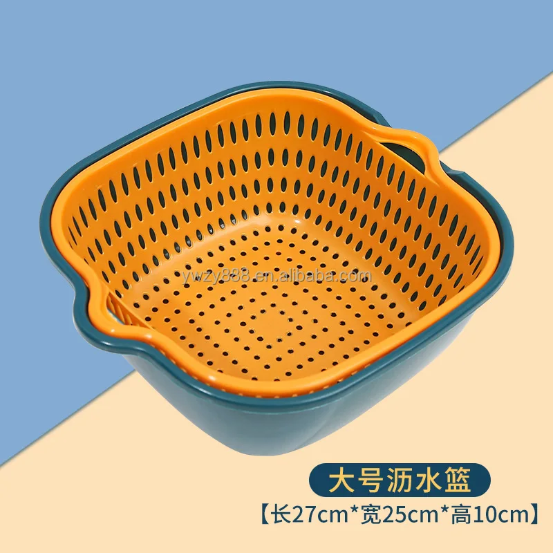 Wholesale New Product Home Kitchen Double Layer Fruit Vegetable Washing Plastic Drain Basket