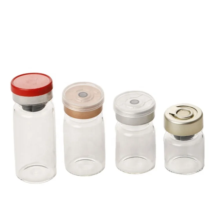 empty clear serum ampoule bottles 10ml glass vials with flip cap and rubber
