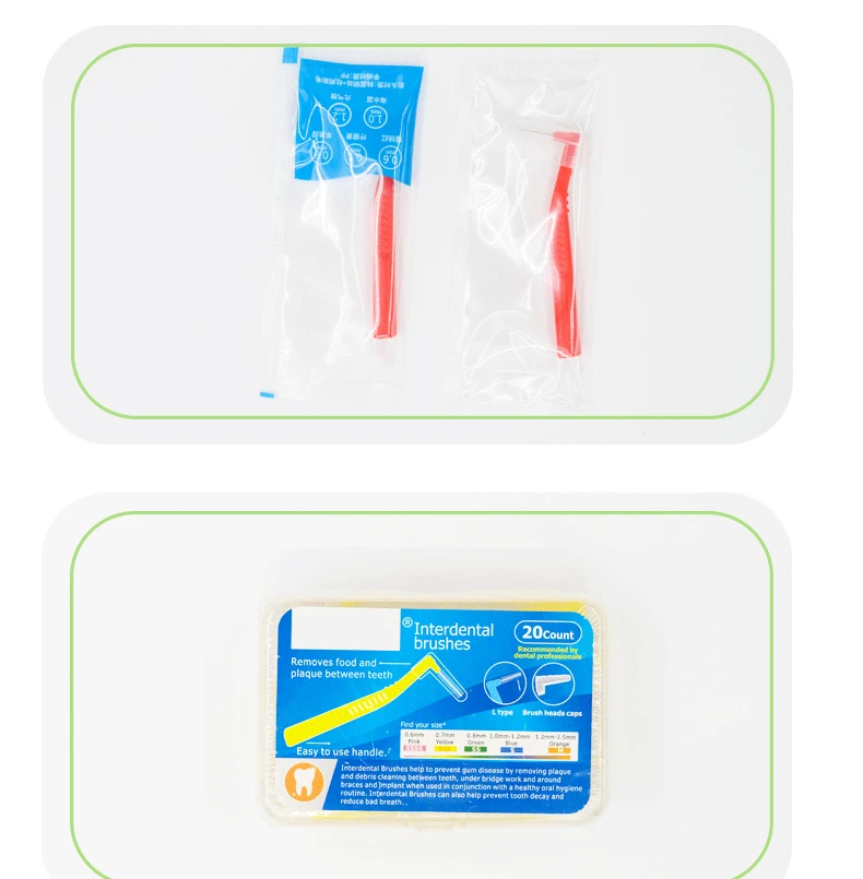 2021 Creative Design Orthodontic Oral Cleaning Colorful Biodegradable L Shaped Toothpick Interdental