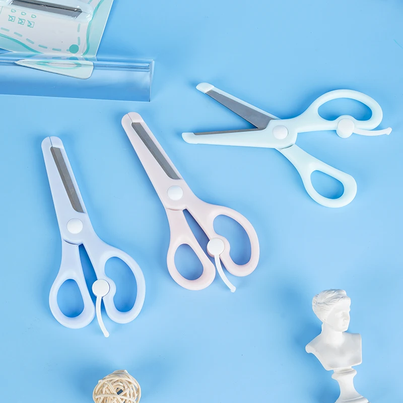 Wholesale stainless steel Macaron-colored safety and labor-saving scissors with Paper Cutting Kids Students Safety Stationary