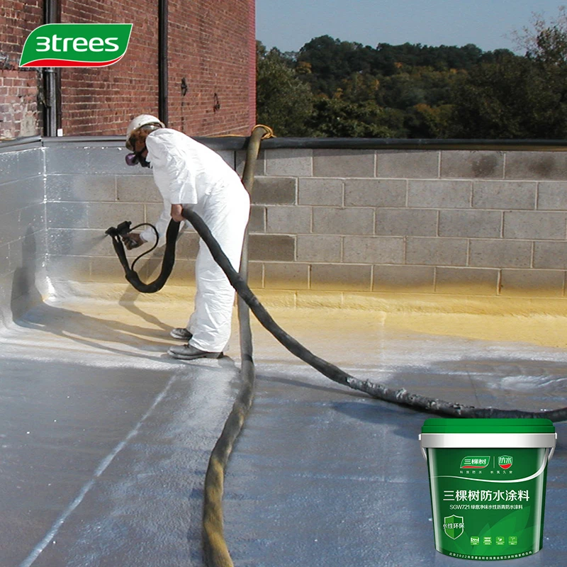 3trees Green Refreshing Water Based Emulsion Waterproof Paint Elastomeric Acrylic Polymer Waterproofing Coating For Construction