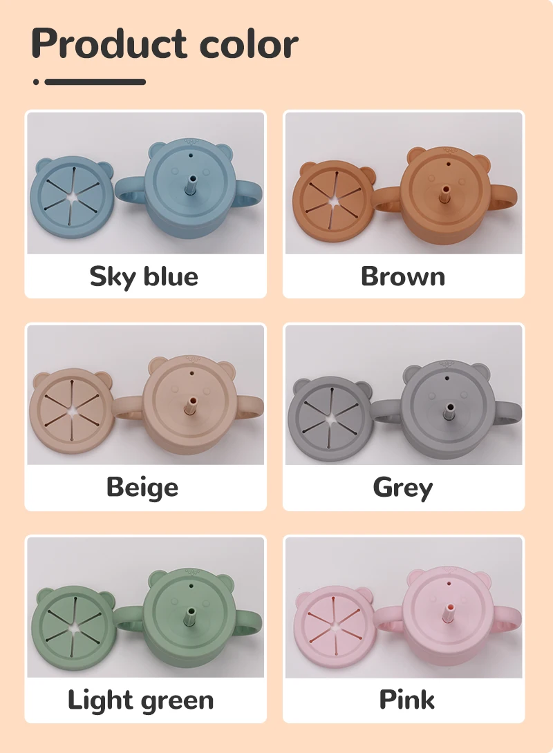 Super September Baby Silicone Training Sippy Cups with lids Food Grade BPA Free Eco-friendly Snack Silicone Toddler Straw Cup