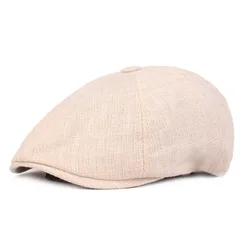 Manufacture Price Outdoor Unisex Cotton Mix Linen Flat Ivy Hats Newsboy Cap
