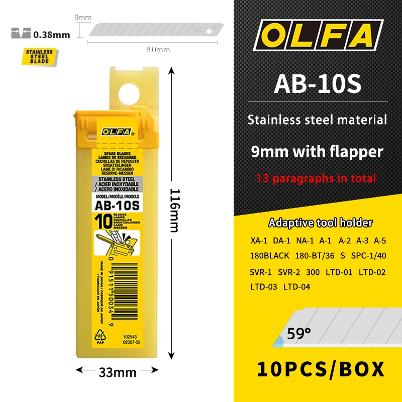 OLFA AB-10S Stainless steel material With a folding blade Utility knife 9mm blade