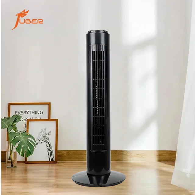 JUBER Remote Control Electric Pedestal Stand Fan Air Cooler Bladeless Fan Black Tower Fan