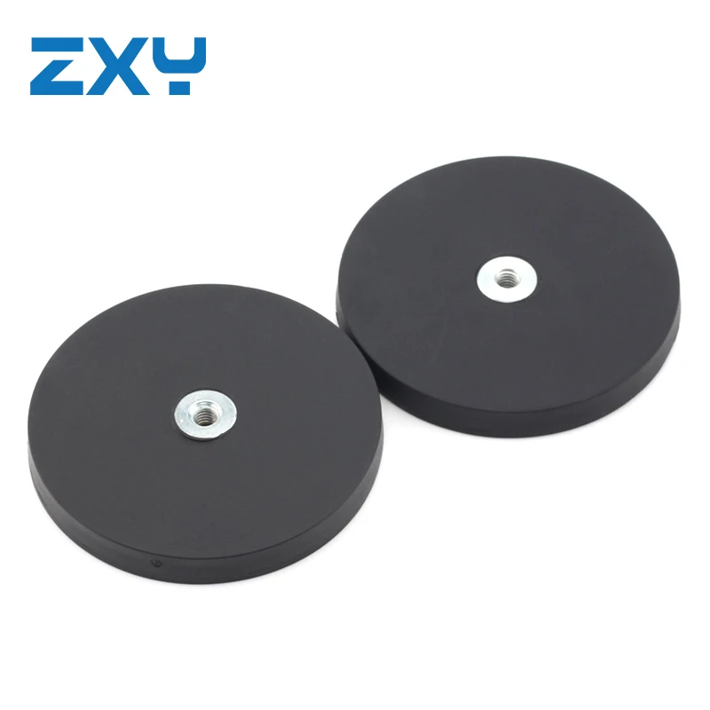 Neodymium Rubber Coated Pot Magnet 22mm 31mm 36mm 43mm 66mm 88mm M4 M5 M6