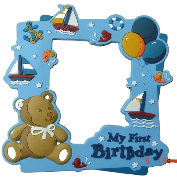 OEM Factory magnetic 3d soft pvc photo frame , heart shape pvc plastic 3d embossed logo photo frame for fridge